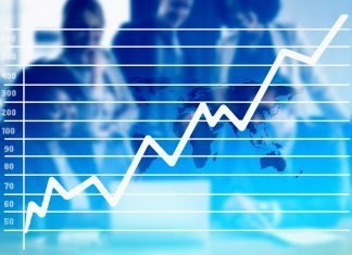 chart showing the stock market move up and down